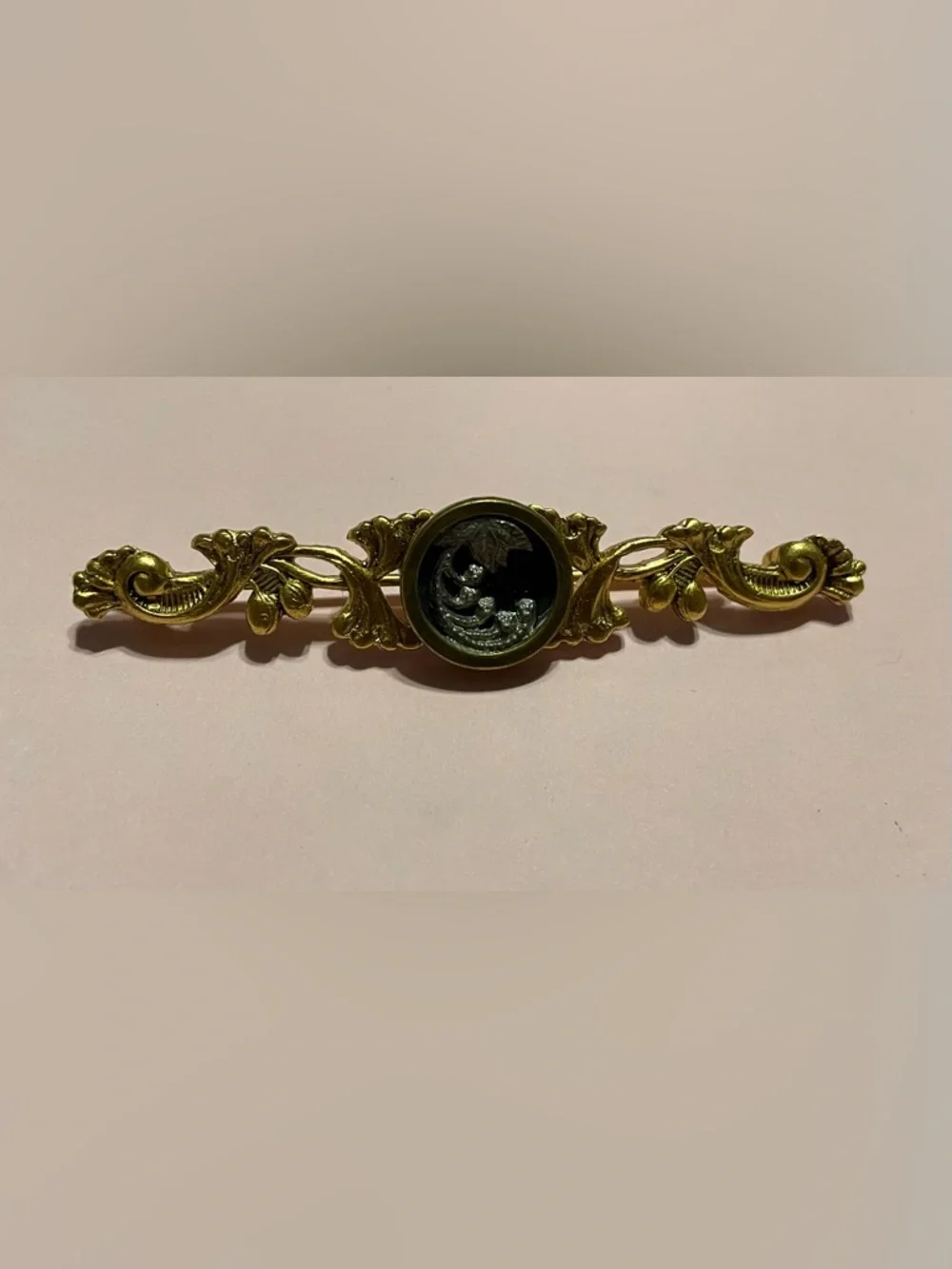 Vintage Ornate Gold Tone Bar Pin #9310